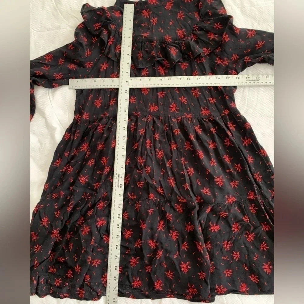 Zara Goth Cottage Core Witchy ruffle dress black red XSmall Fairy Whimsy - Picture 7 of 8